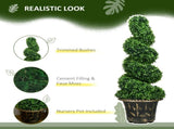 Set of 2 Artificial Plants, Topiary Spiral Boxwood Trees with Pot, for Home Indoor Outdoor Decor, T3398P344376