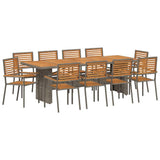 Garden Dining Set 11 pcs Grey and Brown Poly Rattan 3365449