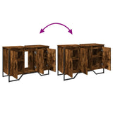 Bathroom Sink Cabinet Smoked Oak 91x35x60 cm Engineered Wood 848661