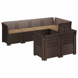 7-Seater Garden Sofa with Cushions Rattan Look PP Brown 3444148