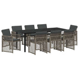 Garden Dining Set 9 pcs Grey Poly Rattan 3380628