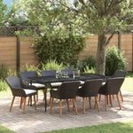 Garden Dining Set with Cushion 9 pcs Black Poly Rattan 3261669
