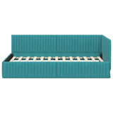 Corner Bed Frame with Headboard Turquoise 100 x 200 cm Velvet 42016284