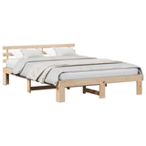 Bed Frame with Headboard Natural 150 x 200 cm Solid Pine Wood 872605