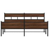 ZNTS Metal Bed Frame without Mattress Brown Oak 183x213 cm 3308518