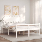 Senior Bed without Mattress White King Size Solid Wood 3195552