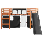 Kids' Loft Bed with Curtains White&Black 80x200 cm Solid Wood Pine 3309071