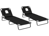 Outdoor Foldable Sun Lounger Set of 2, 4 Level Adjustable Backrest Reclining Sun Lounger Chair with T3398P325281