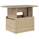 Garden Table with Glass Top Beige 100x55x73 cm Poly Rattan 366059
