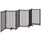 Dog Gate with Door Foldable 6 Panels Black 300 cm Solid Wood Fir 352287