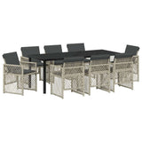 Garden Dining Set 9 pcs Light Grey Poly Rattan 3380640