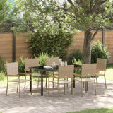 Garden Dining Set with Cushion 7 pcs Beige Poly Rattan 3379720