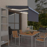 Manual Retractable Awning with Blind&LED 3x2.5m Blue&White 3069381