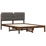 Bed Frame with Upholstered Headboard Dark Brown and Light Grey 904076
