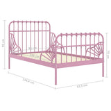 Extendable Bed Frame without Mattress Pink Metal 80x130/200 cm 324743