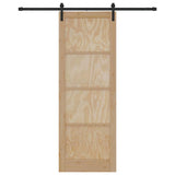 Sliding Door Natural and Black 83 x 232 cm Solid Pine Wood 3333200