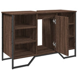 Bathroom Sink Cabinet Brown Oak 91x35x60 cm Engineered Wood 848668