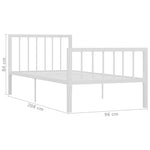 ZNTS 284562 Bed Frame without Mattress White Metal 90x200 cm