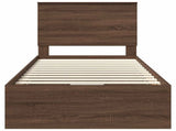 Bed Frame with Drawer Brown Oak 100 x 200 cm Engineer Wood 3409495