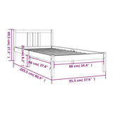 Bed Frame without Mattress Honey Brown Solid Wood 90x200 cm 814872