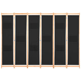 6-Panel Room Divider Black 240x170x4 cm Fabric 248186