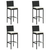 5 Piece Garden Bar Set with Cushions Poly Rattan Black 3095423
