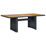 Garden Table Dark Grey Poly Rattan and Solid Acacia Wood 313310