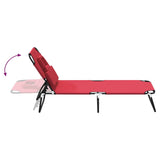 ZNTS Folding Sun Lounger Red Oxford Fabric&Powder-coated Steel 360177