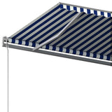 Freestanding Manual Retractable Awning 600x300 cm Blue/White 3069796