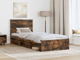 Bed Frame with Headboard Smoked Oak 75 x 190 cm Solid Pine Wood 3411077