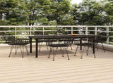 7 Piece Garden Dining Set Black Poly Rattan 3157871