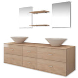 Nine Piece Bathroom Furniture Set with Basin with Tap Beige 273690