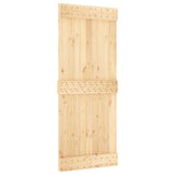 Sliding Door Natural and White 85 x 210 cm Solid Pine Wood 3444953