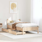 ZNTS Bed Frame with Drawers 90x190 cm Single Solid Wood Pine 3301926