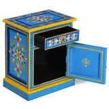 Bedside Cabinet Solid Mango Wood Turquoise Hand Painted 244834