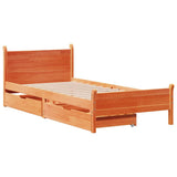 Bed Frame without Mattress Wax Brown 100x200 cm Solid Wood Pine 3309778