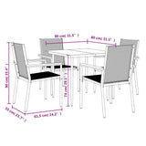 5 Piece Garden Dining Set Black Textilene and Steel 3187034