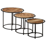 Nesting Tables 3 pcs Solid Rough Wood Mango 358930