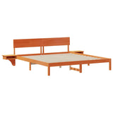 Bed Frame with Headboard Wax Brown 200 x 200 cm Solid Pine Wood 3385750