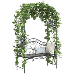 Garden Bench with Cushion Black 104 x 54 x 93cm Steel 42008121