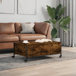 ZNTS Coffee Table with Wheels Smoked Oak 91x55x34 cm Engineered Wood 842298