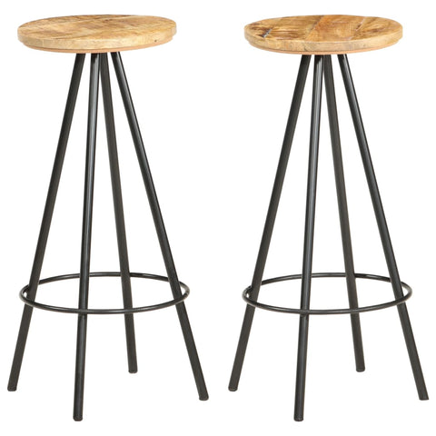Bar Stools 2 pcs Rough Mango Wood 286614