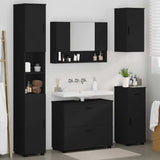 Bathroom Furniture Set 5 pcs Black Engineered Wood and Metal 3393074