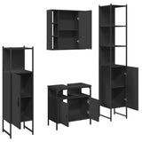 4 Piece Bathroom Cabinet Set Black Engineered Wood 3214765