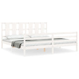 Bed Frame without Mattress White Super King Size Solid Wood 3194132