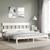 Bed Frame without Mattress White Super King Size Solid Wood Pine 3193612