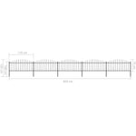 ZNTS Garden Fence with Spear Top Steel x8.5 m Black 277707