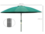 2.5m Shanghai Garden Parasol Umbrella with Crank & Tilt, Adjustable Outdoor Sun Shade, Green T3398P320082