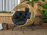 String Rattan Egg Chair, with Padded Seat Cushion - Sand/Black T3398P315393