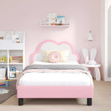 Children's Bed Frame with Headboard Pink 90 x 190 cm PU 42011181